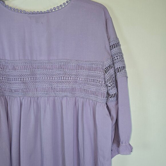 Davi & Dani Women's Lilac Balloon 3/4 Sleeve Crochet Lace Blouse Tops, 1X, NWT - Picture 7 of 9